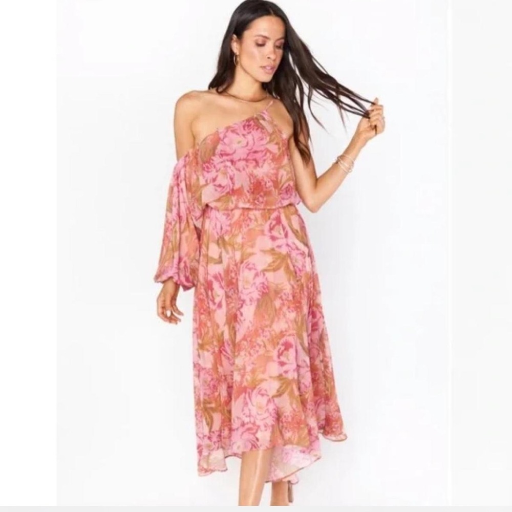 Show Me Your MuMu Asymmetrical Pink and Orange One Shoulder Dress